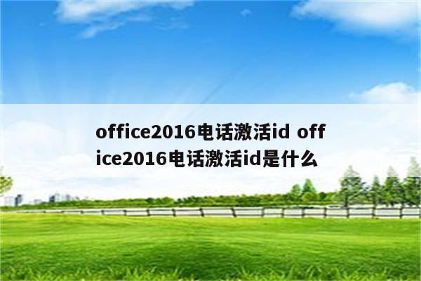 office2016电话激活id office2016电话激活id是什么