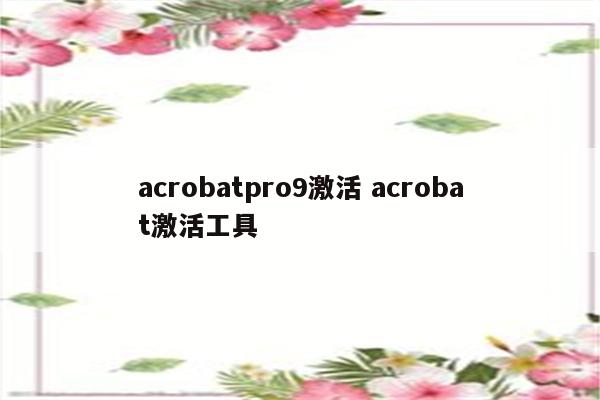 acrobatpro9激活 acrobat激活工具