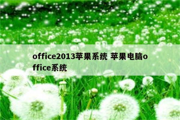 office2013苹果系统 苹果电脑office系统