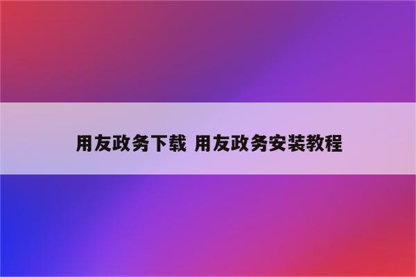 用友政务下载 用友政务安装教程