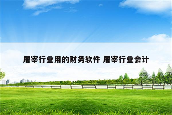 屠宰行业用的财务软件 屠宰行业会计