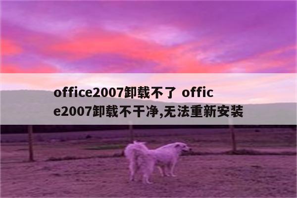 office2007卸载不了 office2007卸载不干净,无法重新安装