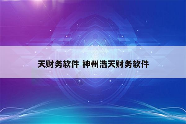 天财务软件 神州浩天财务软件
