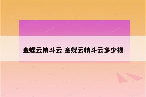 金蝶云精斗云 金蝶云精斗云多少钱