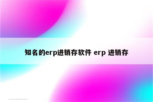 知名的erp进销存软件 erp 进销存