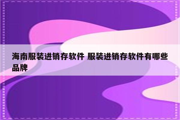 海南服装进销存软件 服装进销存软件有哪些品牌