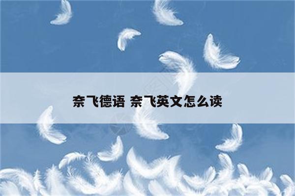 奈飞德语 奈飞英文怎么读