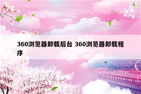 360浏览器卸载后台 360浏览器卸载程序