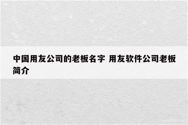 中国用友公司的老板名字 用友软件公司老板简介
