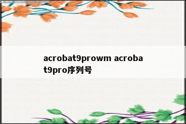 acrobat9prowm acrobat9pro序列号