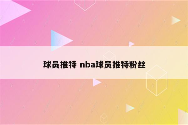 球员推特 nba球员推特粉丝