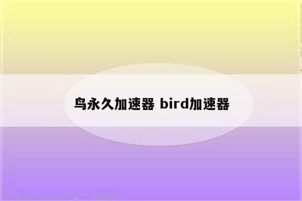 鸟永久加速器 bird加速器