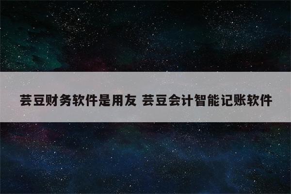 芸豆财务软件是用友 芸豆会计智能记账软件