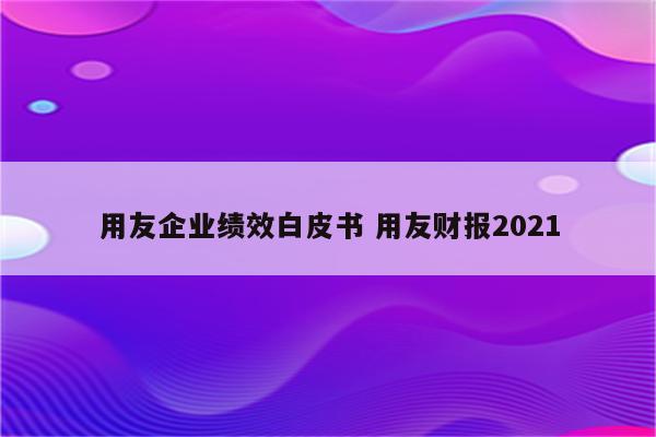 用友企业绩效白皮书 用友财报2021