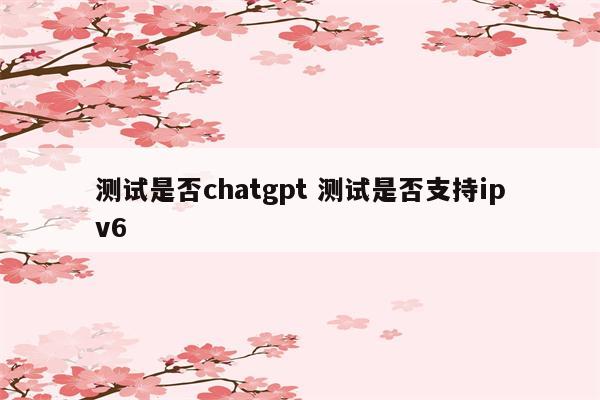 测试是否chatgpt 测试是否支持ipv6