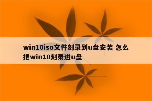 win10iso文件刻录到u盘安装 怎么把win10刻录进u盘