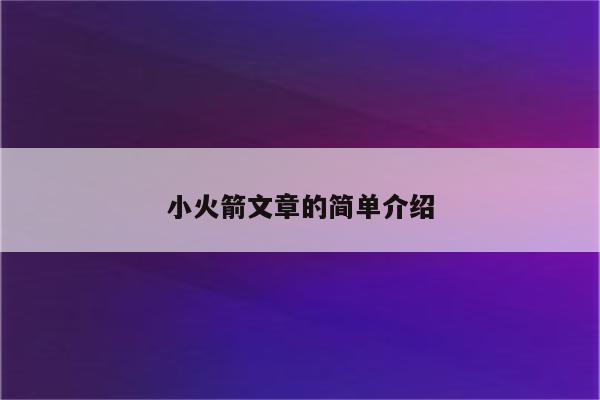 小火箭文章的简单介绍