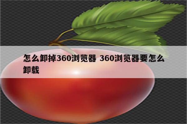 怎么卸掉360浏览器 360浏览器要怎么卸载
