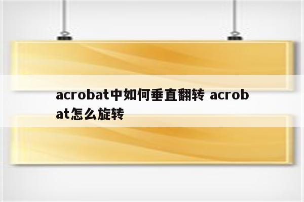 acrobat中如何垂直翻转 acrobat怎么旋转