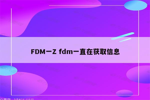 FDM一Z fdm一直在获取信息