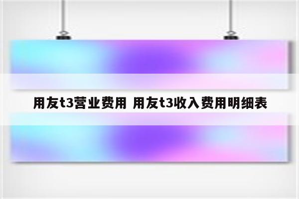 用友t3营业费用 用友t3收入费用明细表