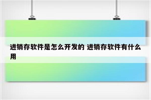 进销存软件是怎么开发的 进销存软件有什么用