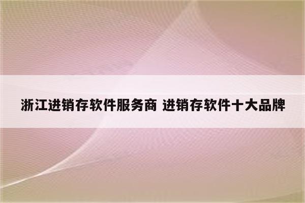 浙江进销存软件服务商 进销存软件十大品牌