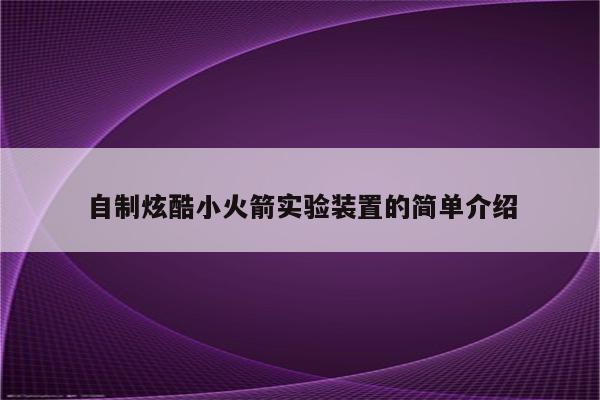 自制炫酷小火箭实验装置的简单介绍