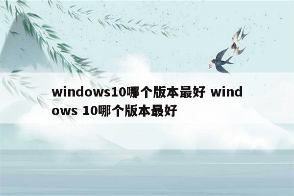 windows10哪个版本最好 windows 10哪个版本最好