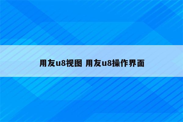 用友u8视图 用友u8操作界面