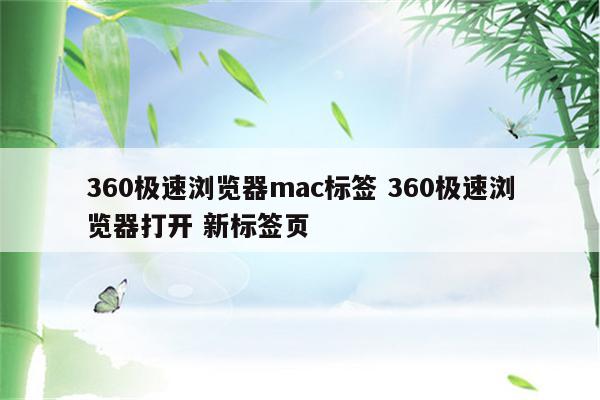 360极速浏览器mac标签 360极速浏览器打开 新标签页