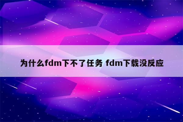 为什么fdm下不了任务 fdm下载没反应