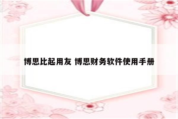 博思比起用友 博思财务软件使用手册