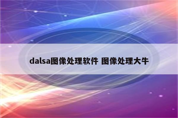 dalsa图像处理软件 图像处理大牛