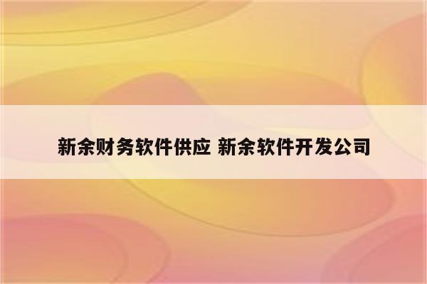 新余财务软件供应 新余软件开发公司