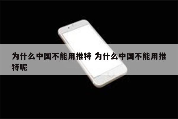 为什么中国不能用推特 为什么中国不能用推特呢