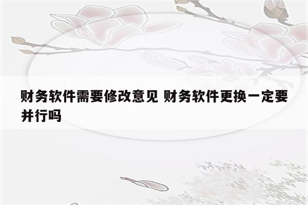 财务软件需要修改意见 财务软件更换一定要并行吗
