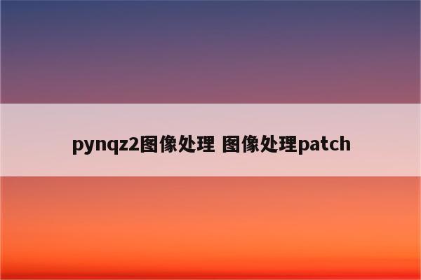 pynqz2图像处理 图像处理patch