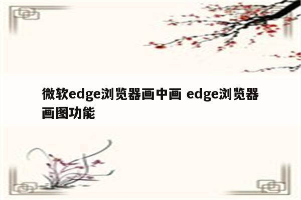 微软edge浏览器画中画 edge浏览器画图功能