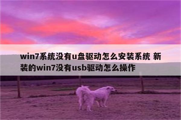 win7系统没有u盘驱动怎么安装系统 新装的win7没有usb驱动怎么操作
