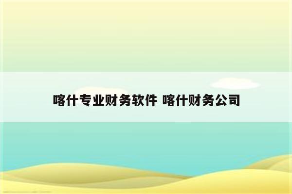喀什专业财务软件 喀什财务公司