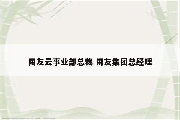 用友云事业部总裁 用友集团总经理