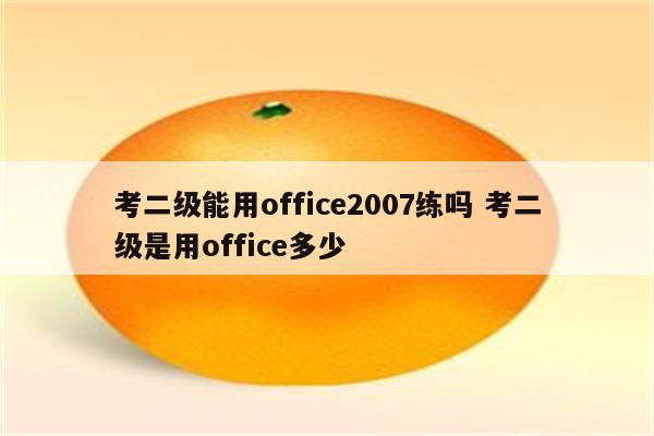 考二级能用office2007练吗 考二级是用office多少