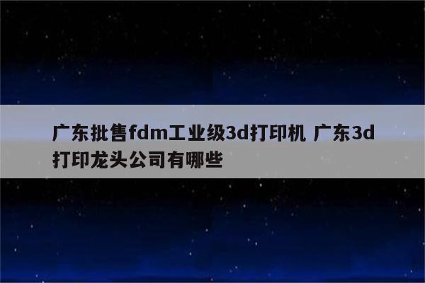 广东批售fdm工业级3d打印机 广东3d打印龙头公司有哪些