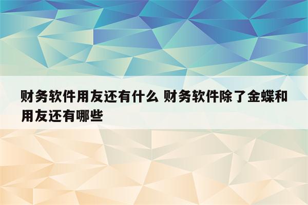 财务软件用友还有什么 财务软件除了金蝶和用友还有哪些