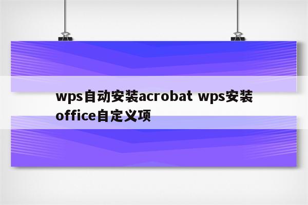 wps自动安装acrobat wps安装office自定义项