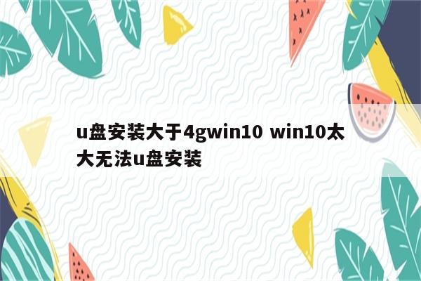 u盘安装大于4gwin10 win10太大无法u盘安装
