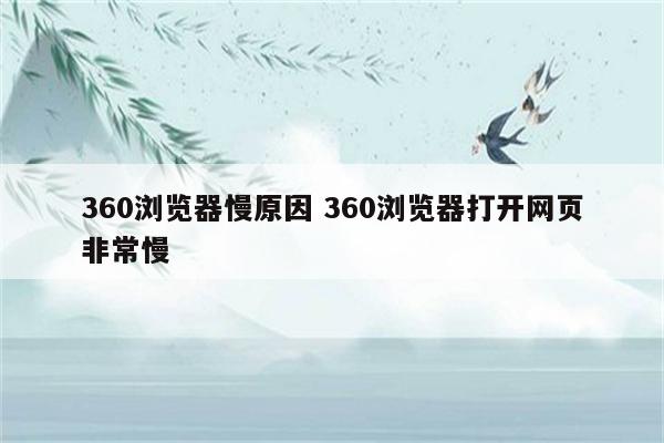 360浏览器慢原因 360浏览器打开网页非常慢