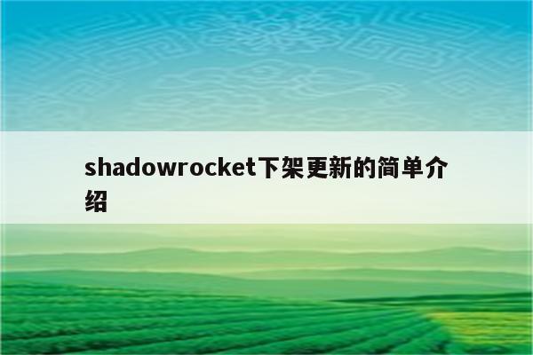 shadowrocket下架更新的简单介绍