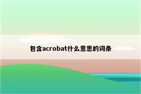 包含acrobat什么意思的词条